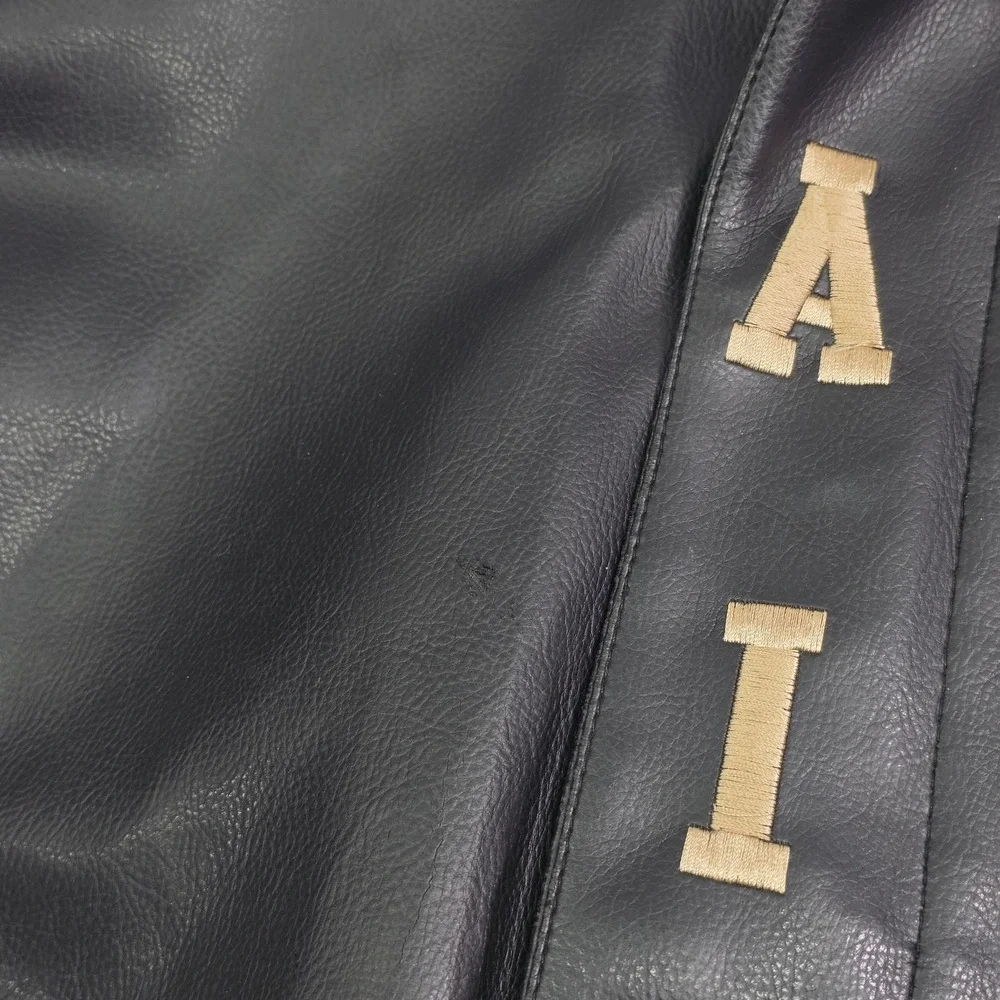New Orleans Saints Faux Leather Jacket Men's Size L G-III NFL Embroidered Patch